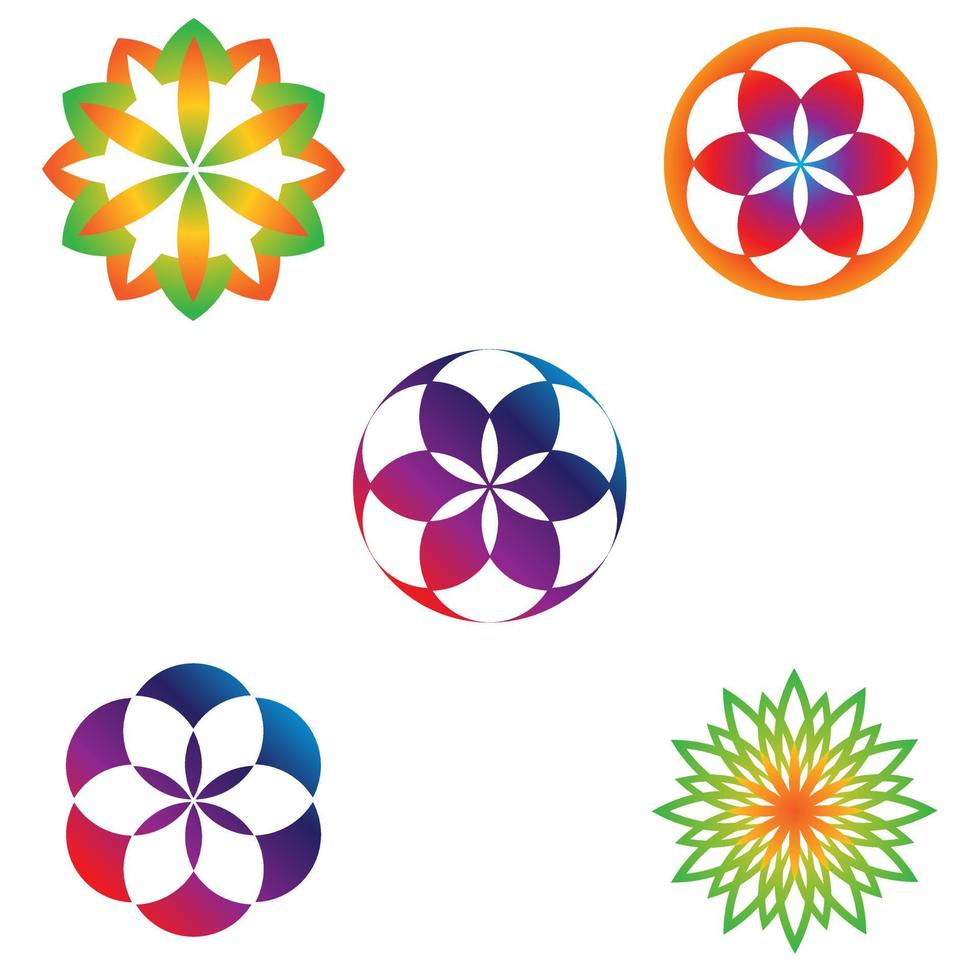 Floral Emblem pattern set vector