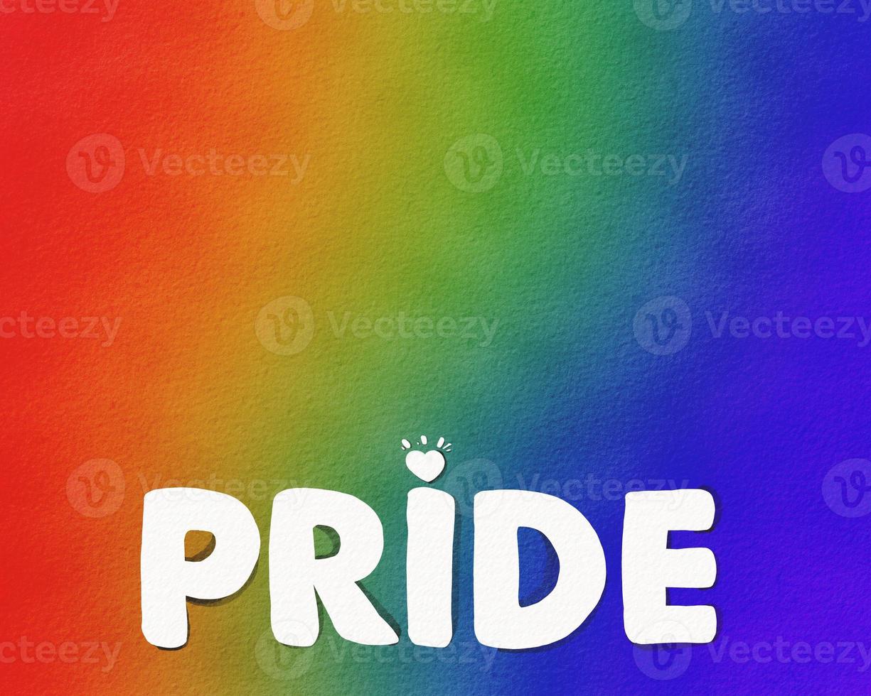 LGBT  Pride month watercolor texture concept. Rainbow background with Pride text. photo