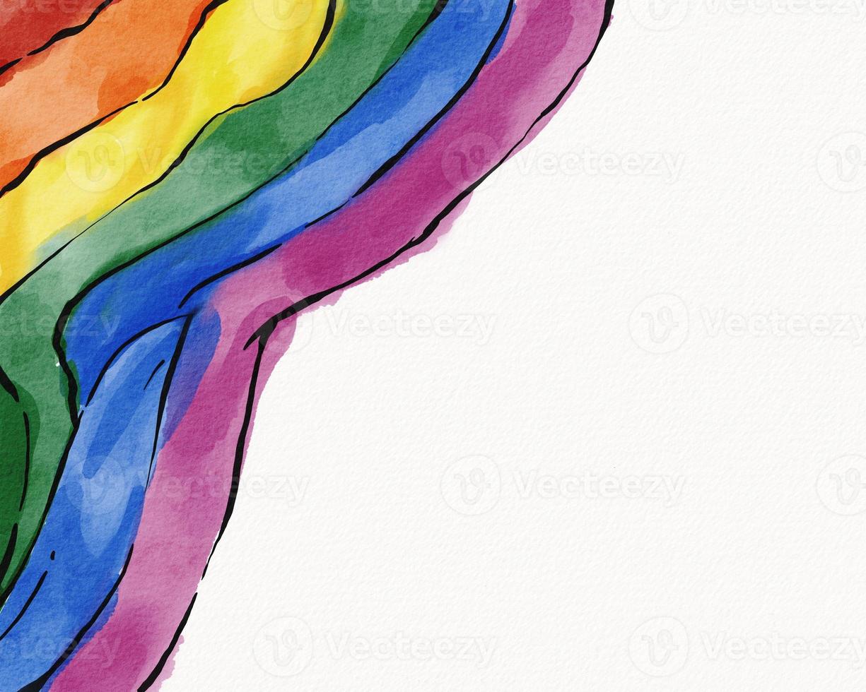 LGBT  Pride month watercolor texture concept. Rainbow flag brush style isolate on white background. photo