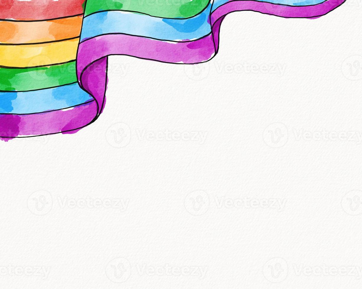 LGBT  Pride month watercolor texture concept. Rainbow flag brush style isolate on white background. photo