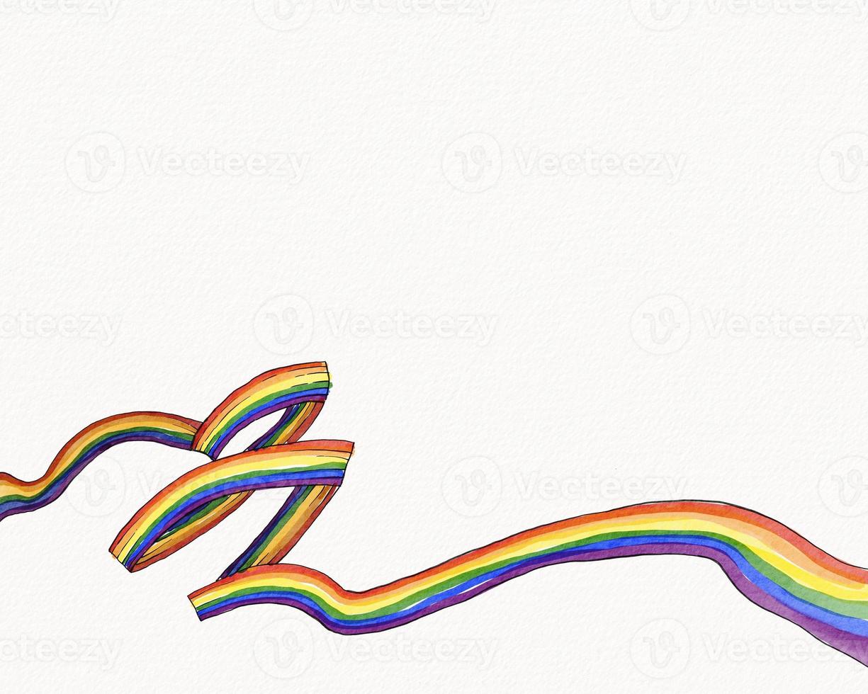 LGBT  Pride month watercolor texture concept. Rainbow flag brush style in heart shape isolate on white background. photo