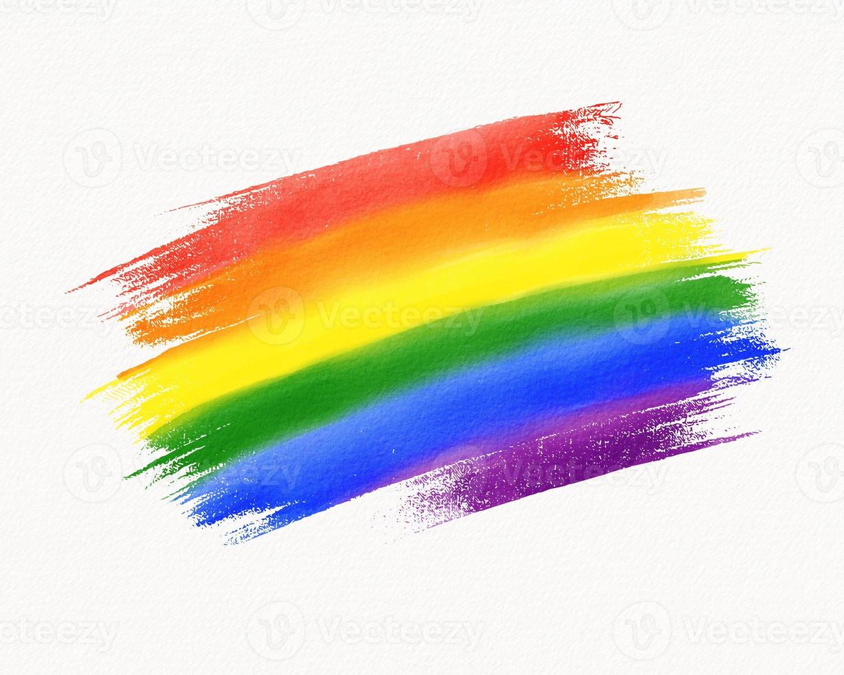 LGBT  Pride month watercolor texture concept. Rainbow brush style isolate on white background. photo