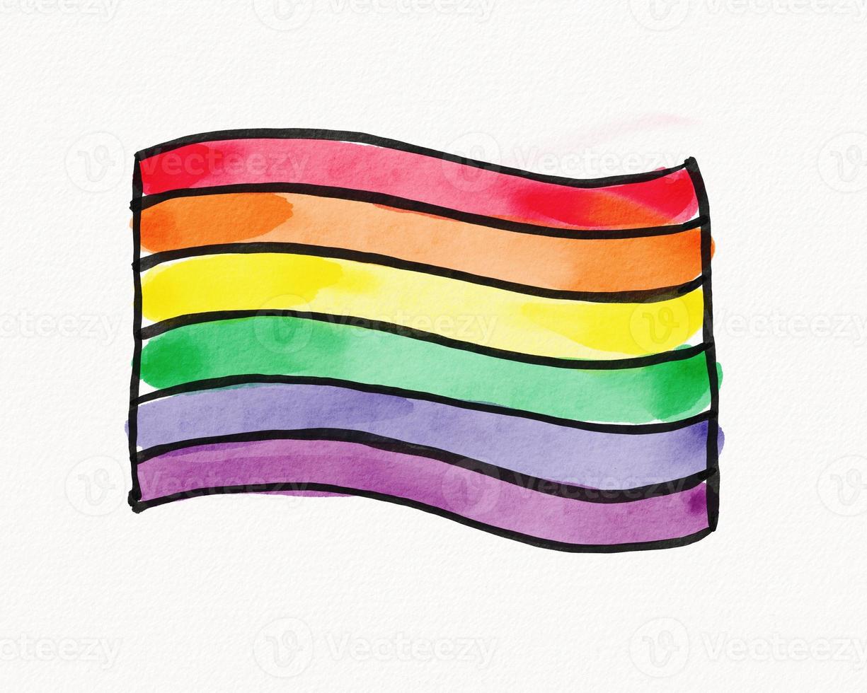 concepto de textura de acuarela del mes del orgullo lgbt. estilo de pincel de arco iris aislado sobre fondo blanco. foto