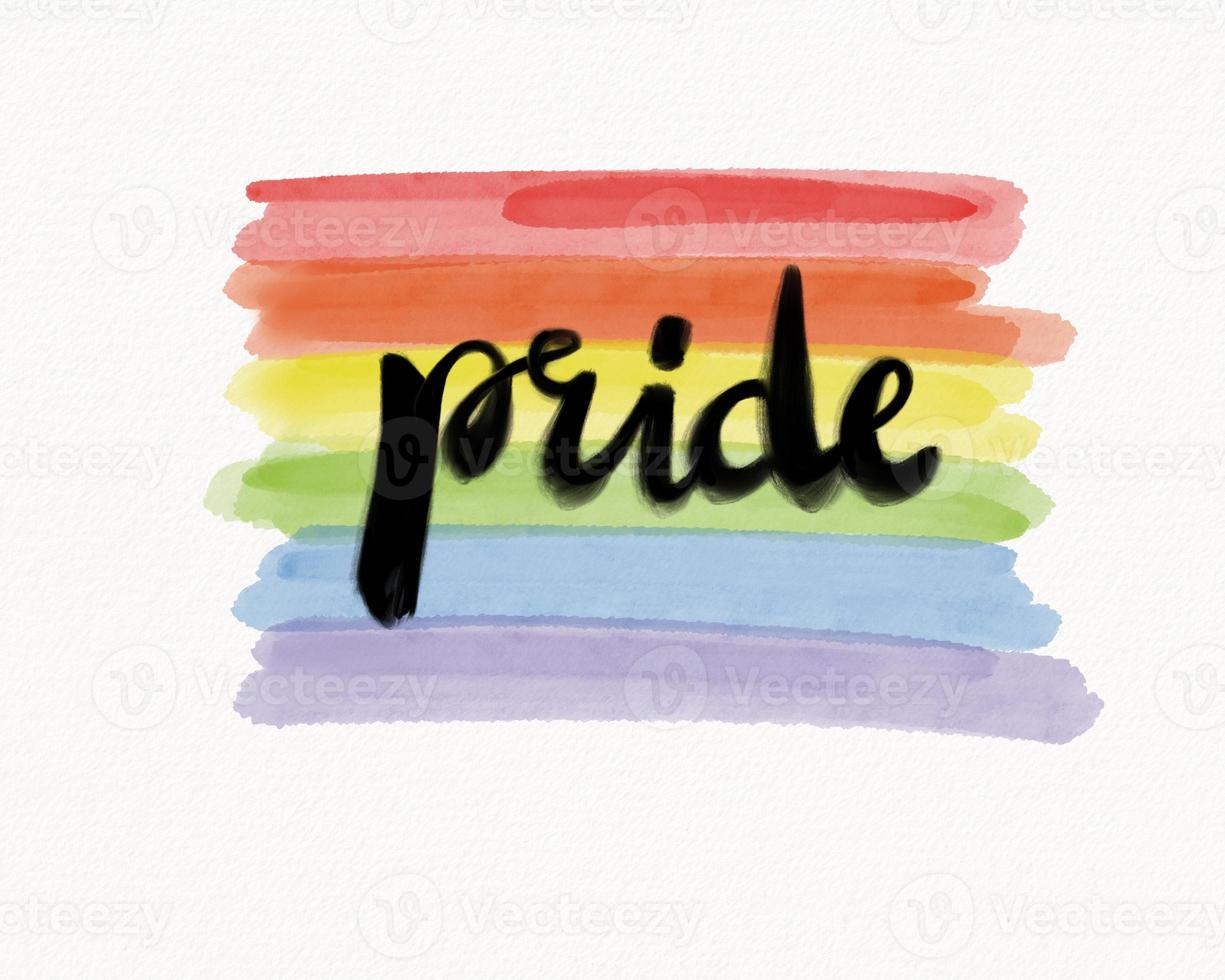 LGBT  Pride month watercolor texture concept. Rainbow flag brush style isolate on white background. photo