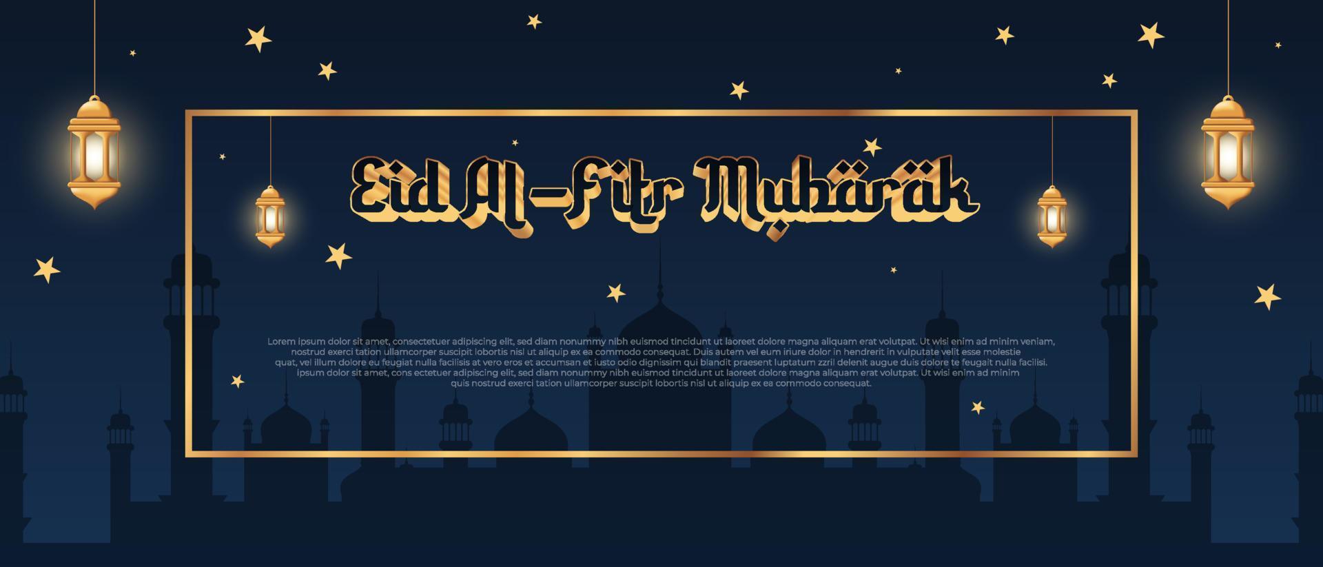 Eid al fitr Mubarak background design for greeting card, banner, event, or poster. Islamic background. Vector illustration