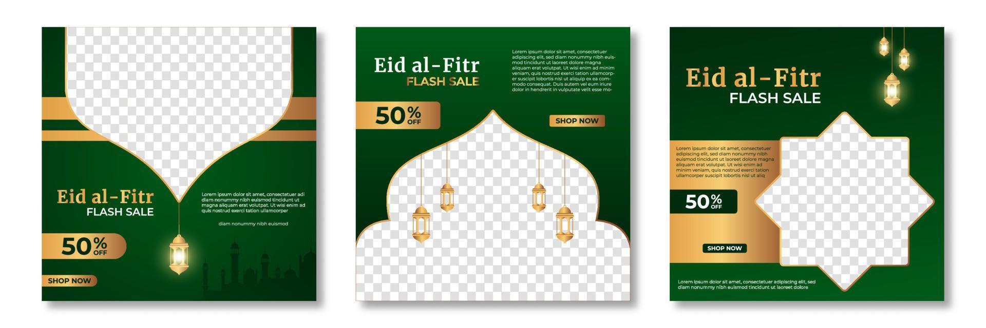 Eid al fitr post template. Social media post template. Eid al fitr sales banner template. Vector illustration