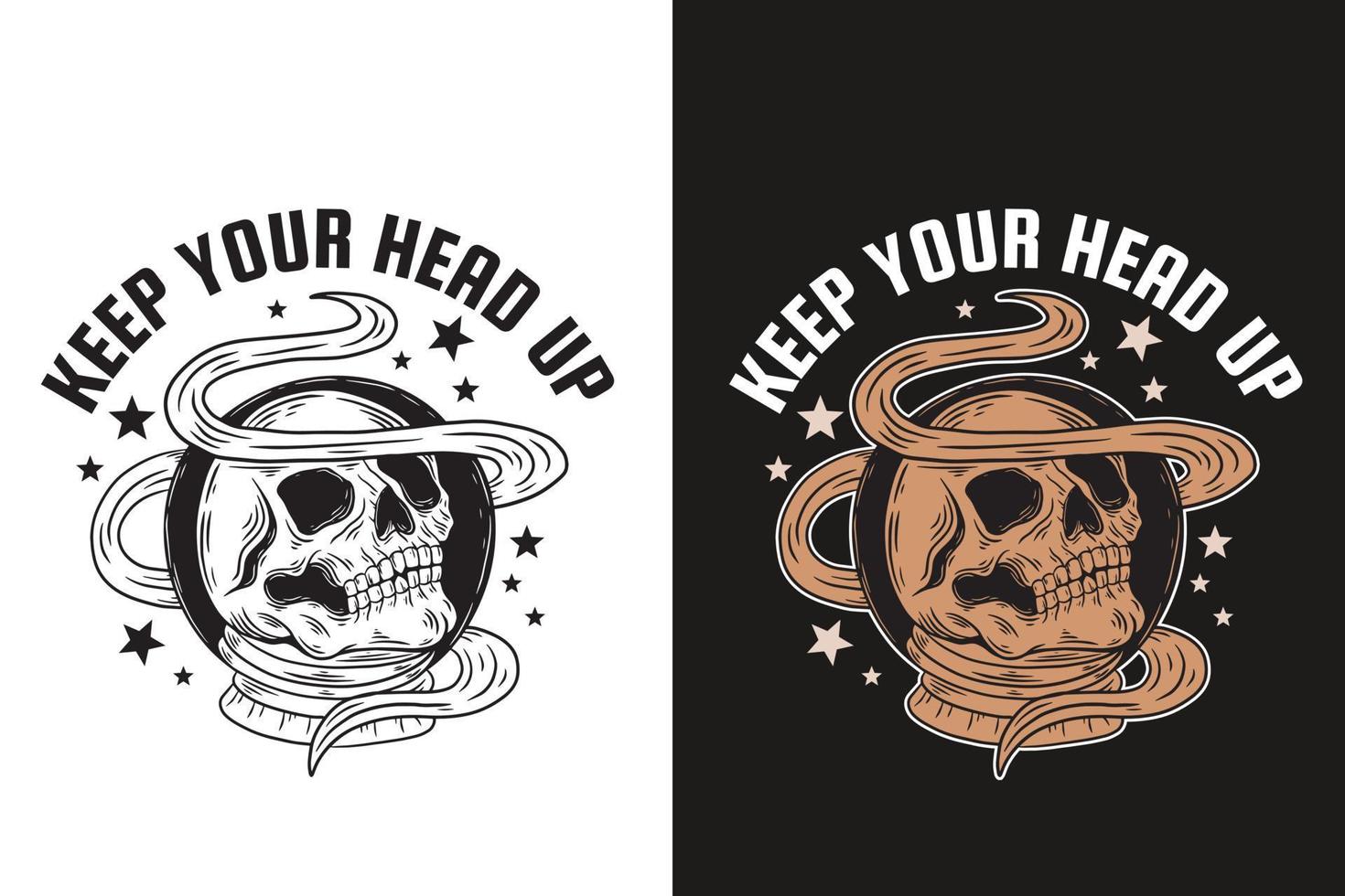 conjunto oscuro ilustración cráneo huesos cabeza dibujado a mano eclosión contorno estilo místico celestial símbolo tatuaje mercancía camiseta merch vintage vector