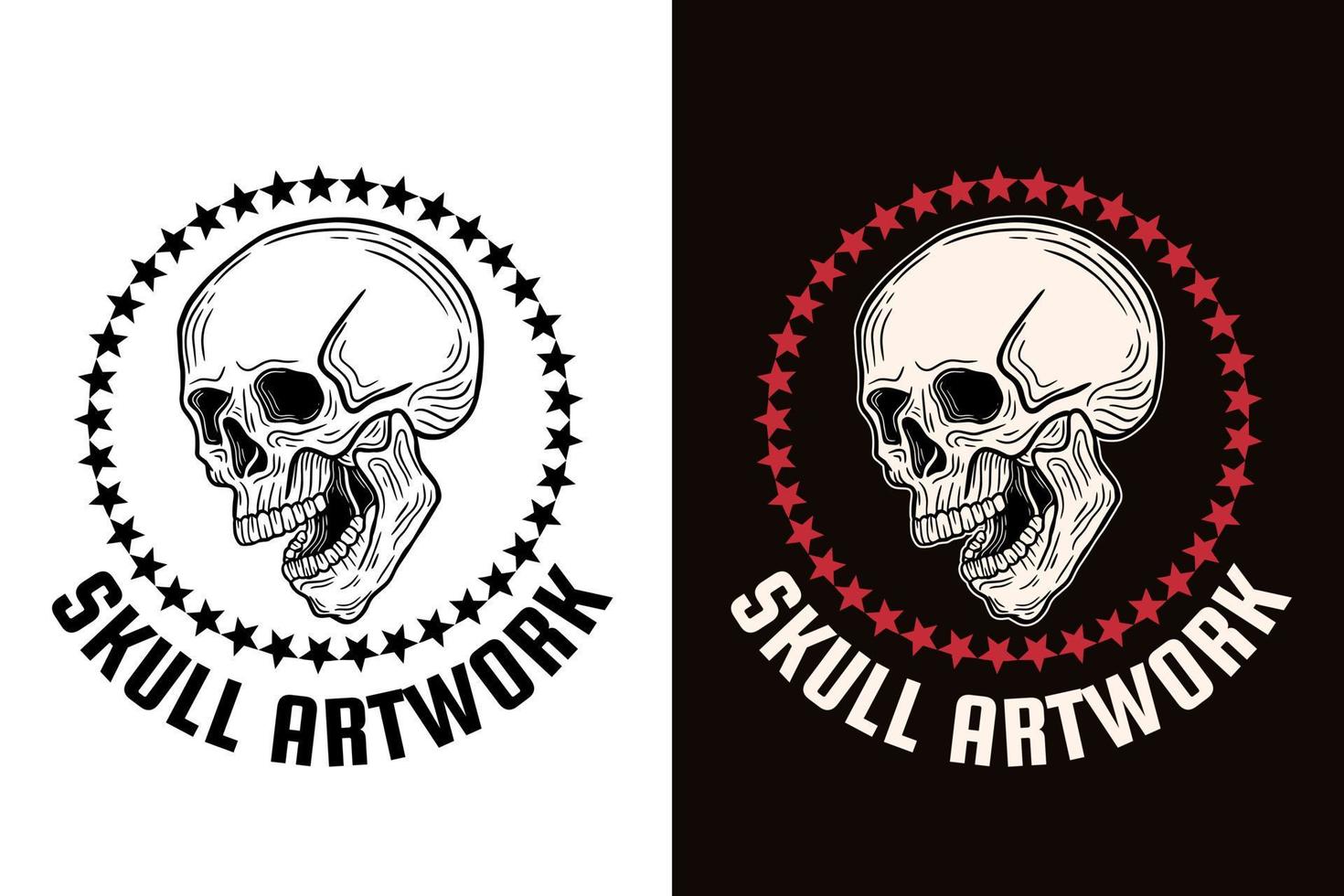 Set Dark illustration Skull Bones Head Hand drawn Hatching Outline Style Mystical Celestial Symbol Tattoo Merchandise T-shirt Merch vintage vector