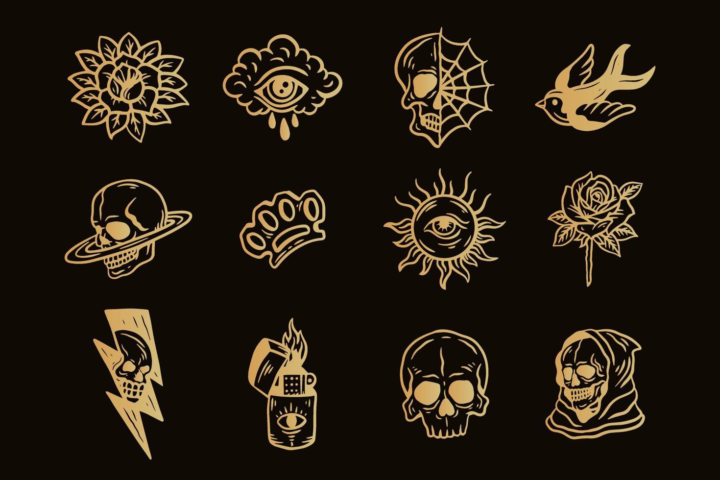 Set collection mystical celestial clipart symbol space doodle esoteric magic elements vintage illustration vector