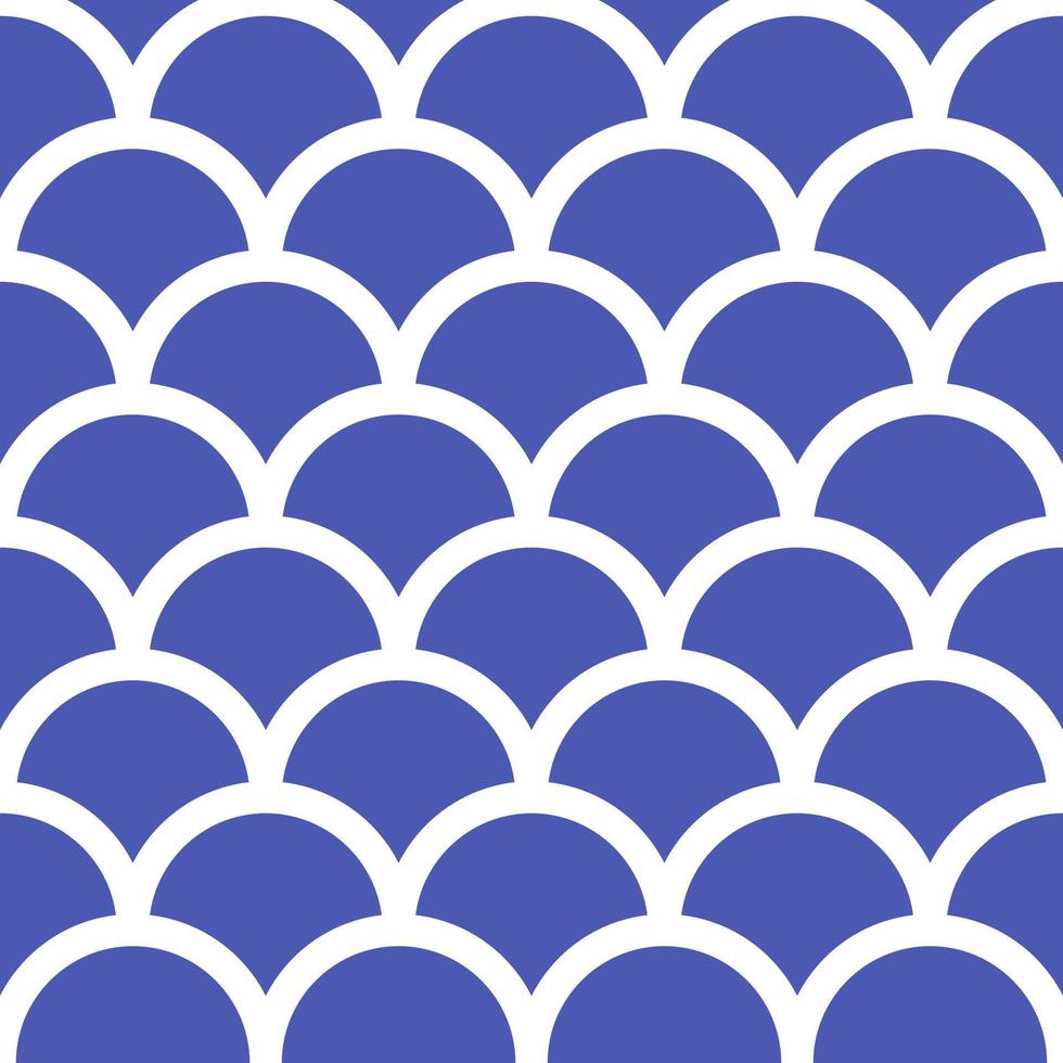Navy blue and white seamless japanese traditional pattern. Mermaid and fish scales. vector