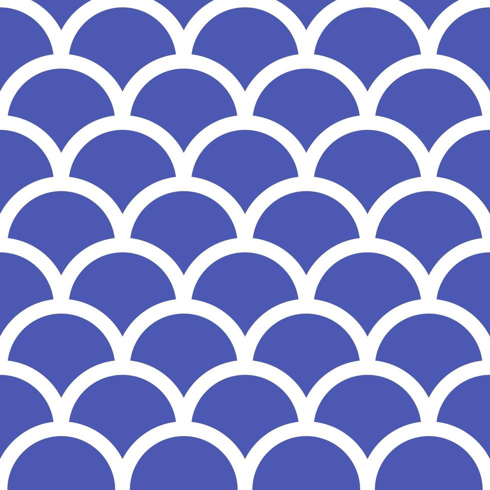 Navy blue and white seamless japanese traditional pattern. Mermaid and fish scales. vector