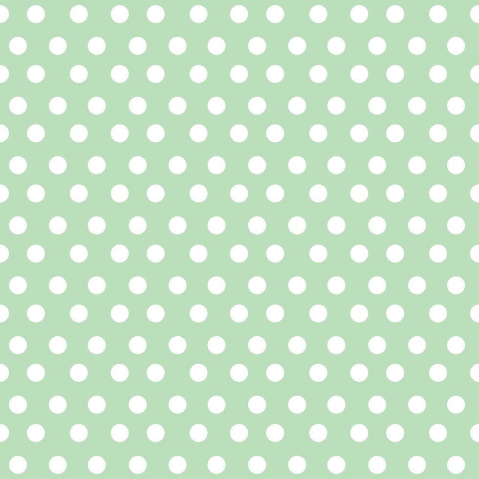 Pattern with white polka dots on light green background. vector
