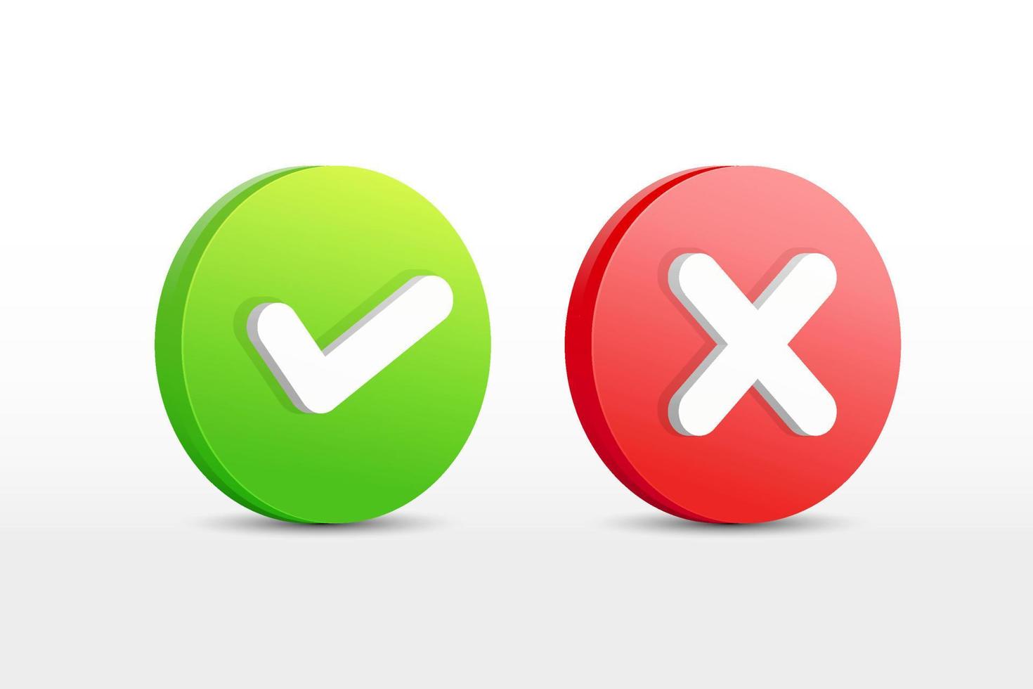 correct and wrong check marks symbol icon 3d, checklist button vector