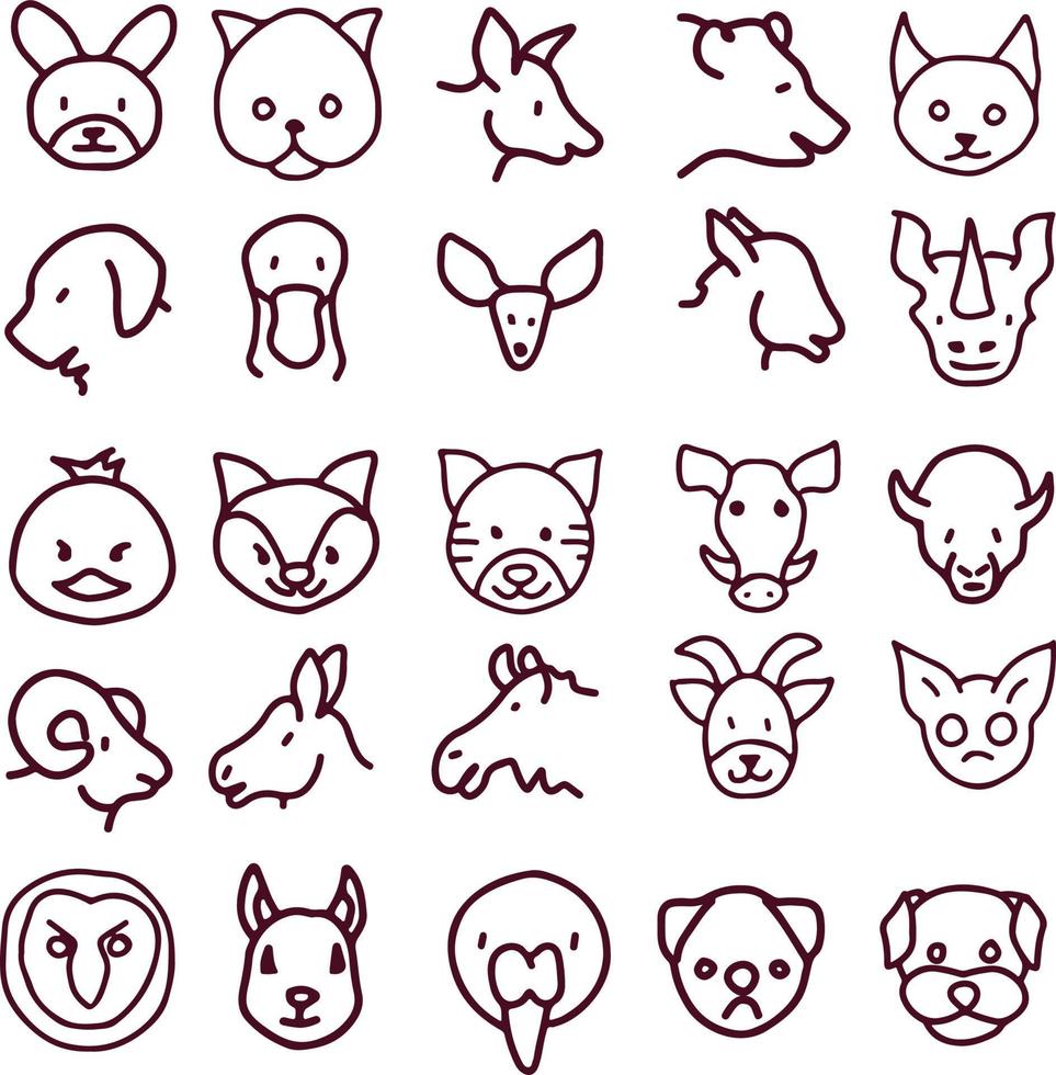 animal icon line art style vector