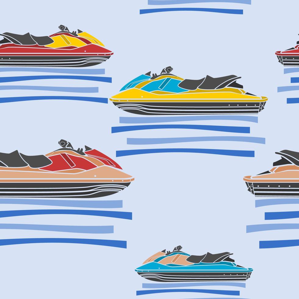 Editable Side View Personal Watercraft or Water Scooter in Various Colors on Calm Water Vector Illustration for Creating Background of Transportation or Recreation Related Design
