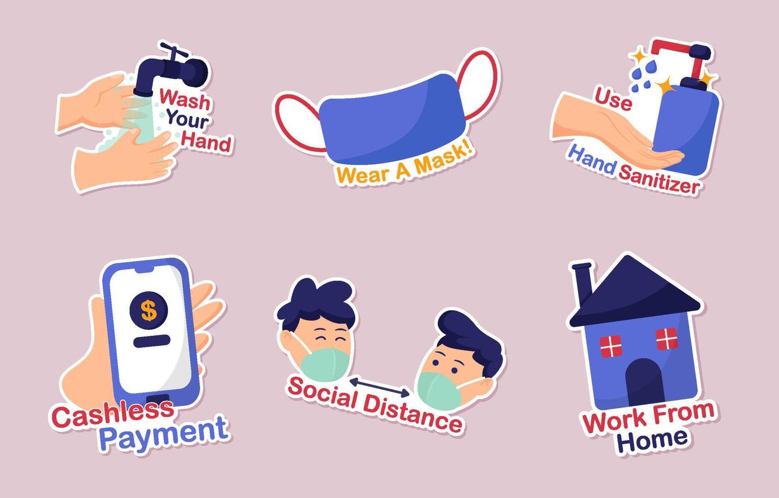 Set of New Normal Sticker Collection vector