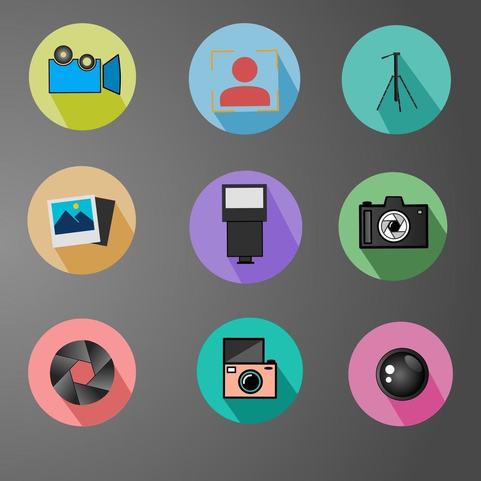 vector múltiples iconos o símbolos para la fotografía