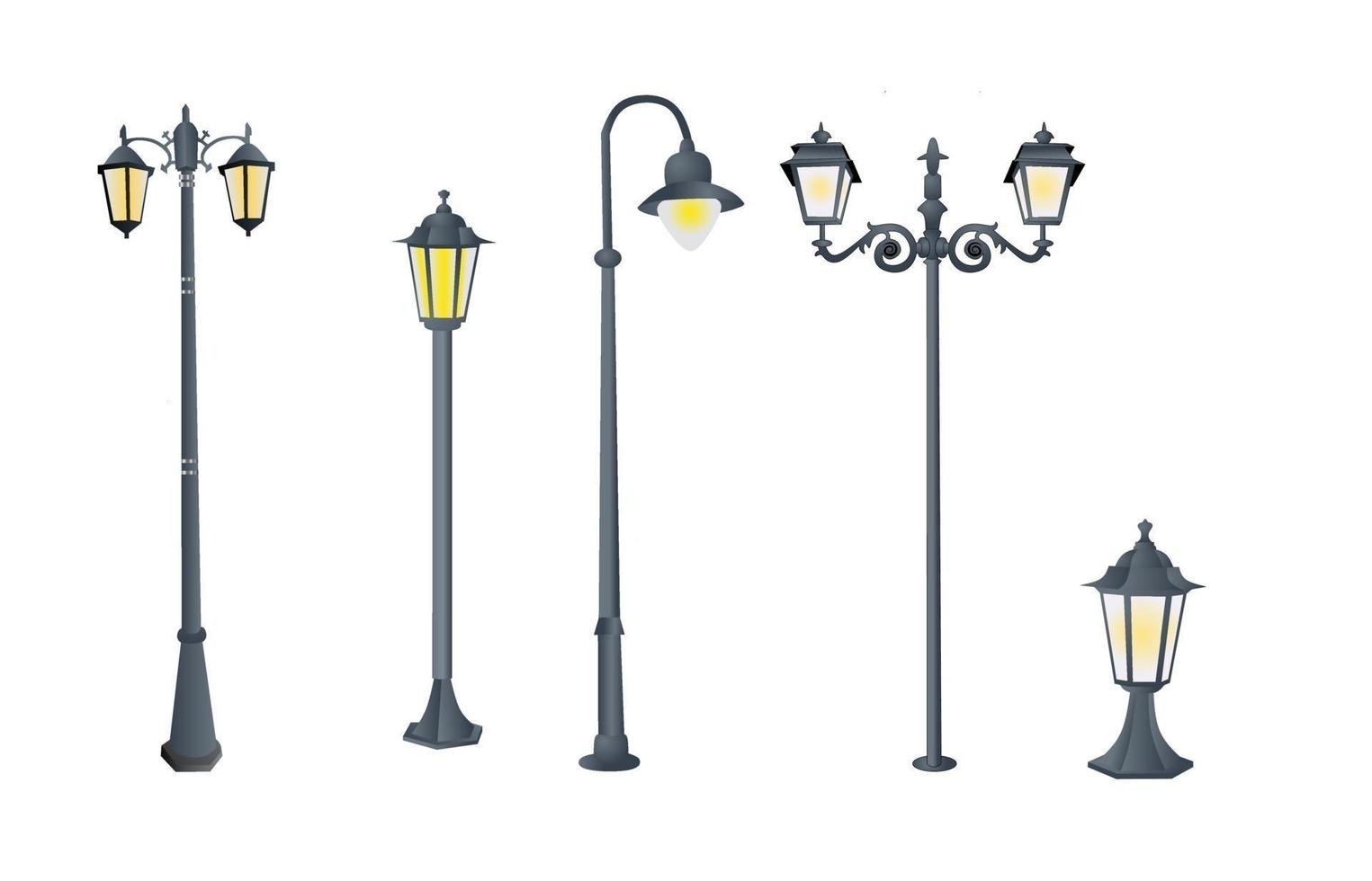 Vector of several white fly garden lights