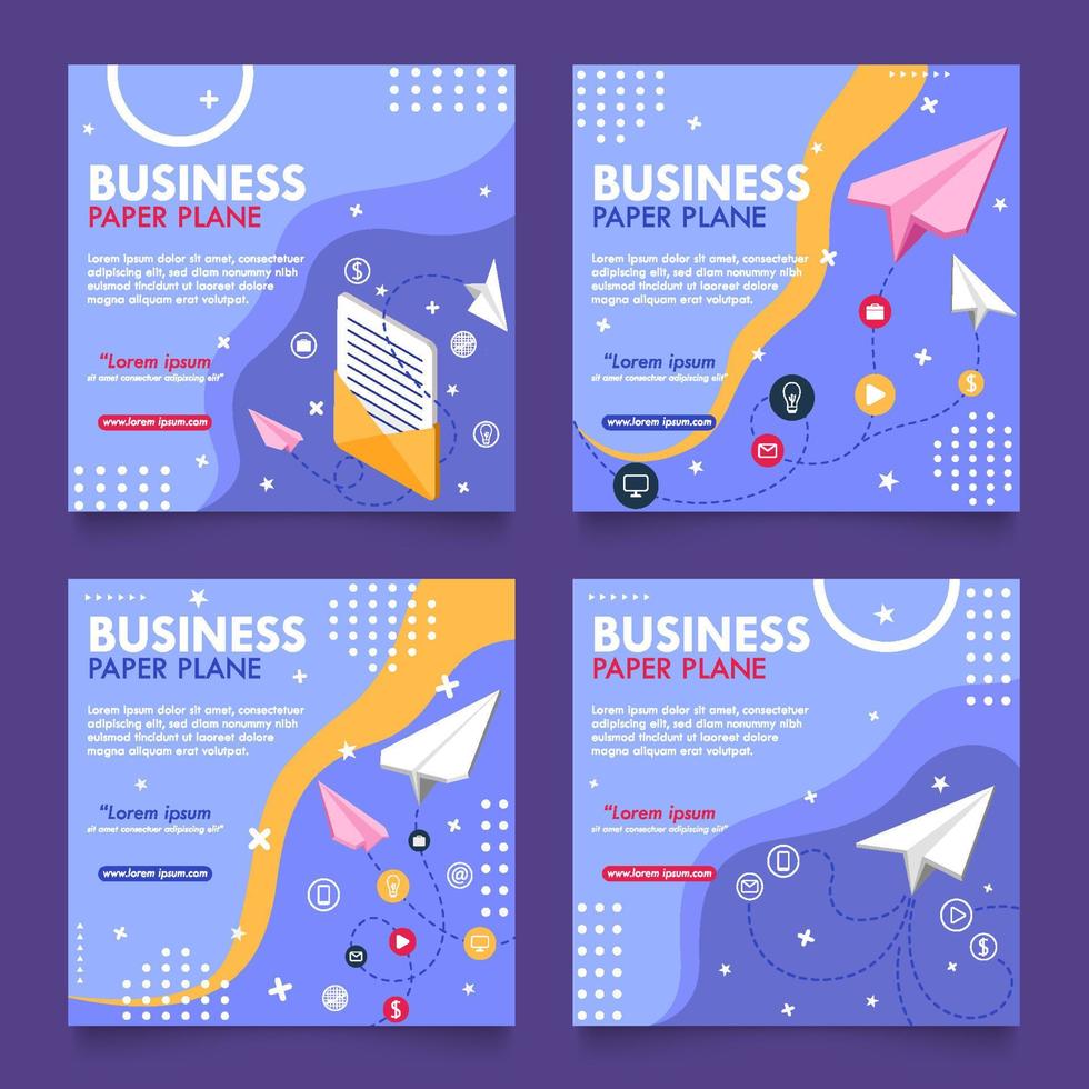 Business Paper Plane Social Media Post Template vector