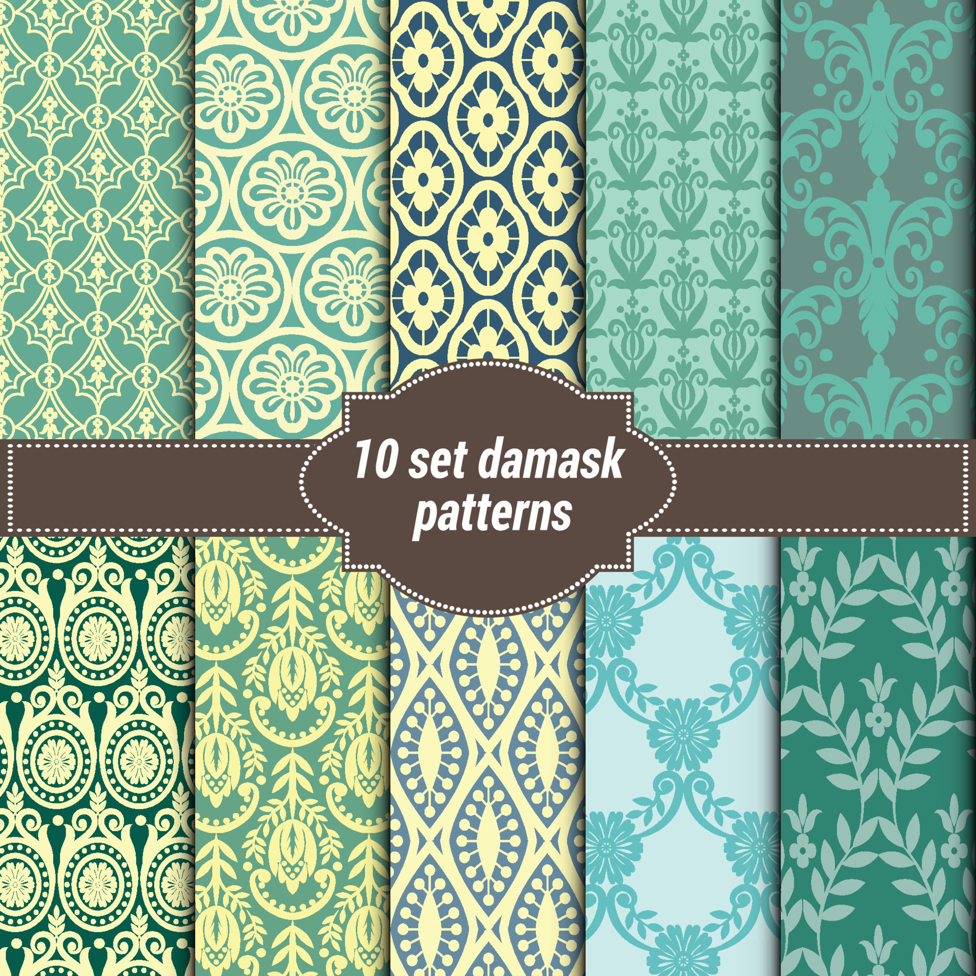 set of vector elegant damask patterns. Vintage royal patterns with a