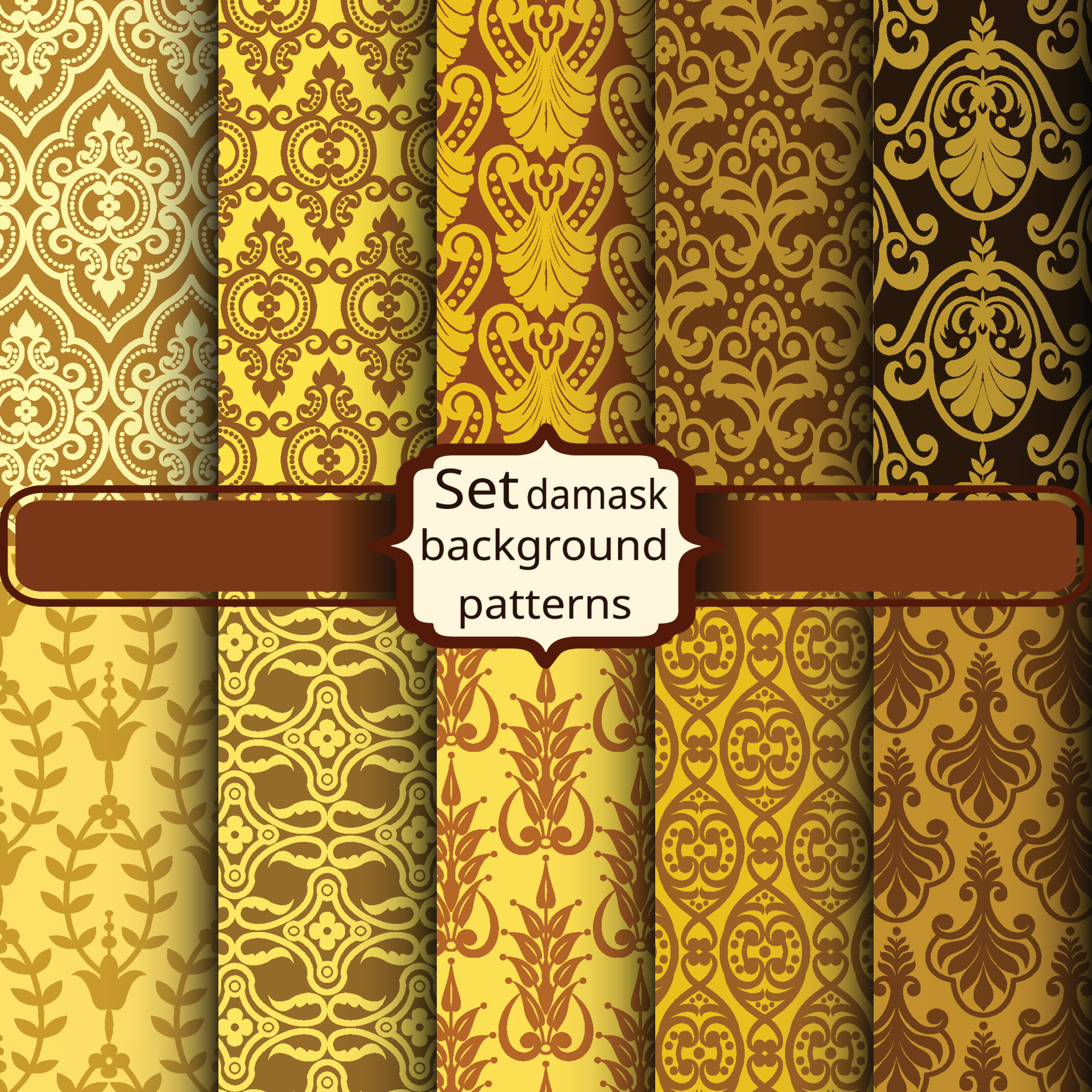 set of vector elegant damask patterns. Vintage royal patterns with a