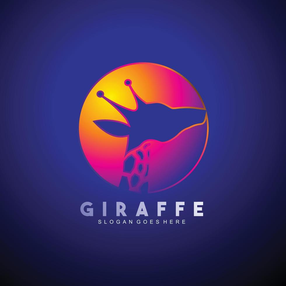Giraffe head logo design in modern color.eps vector