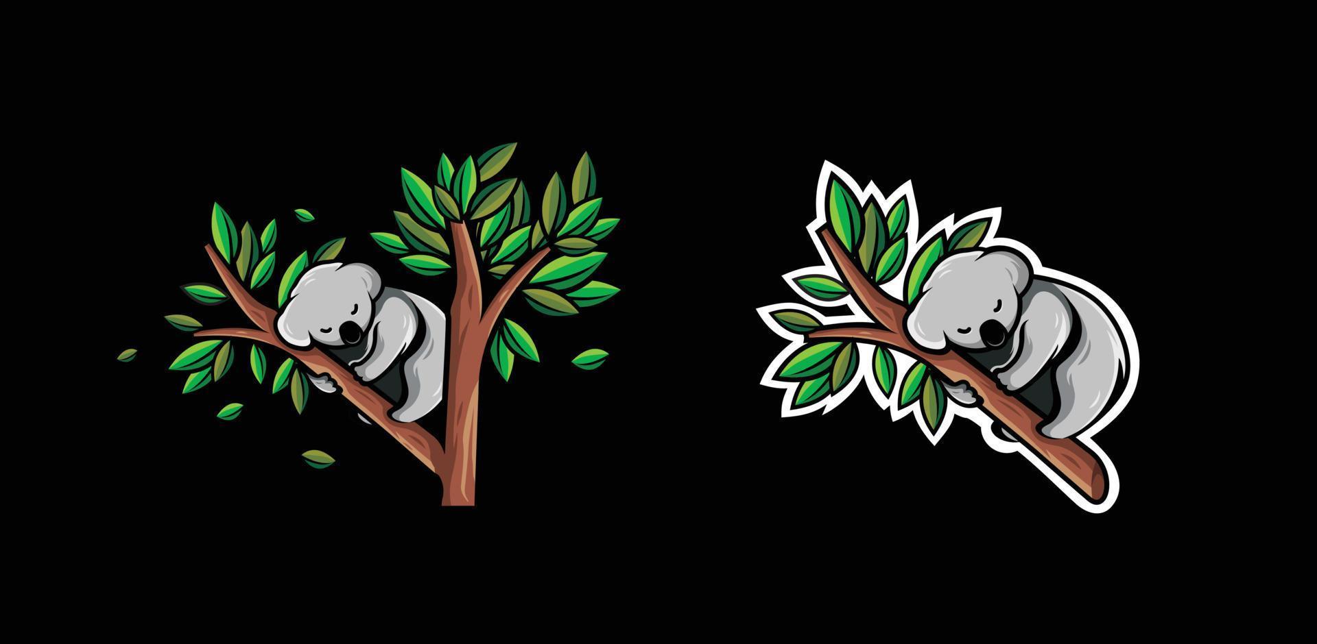 Koala animal sleep design vector and illustration