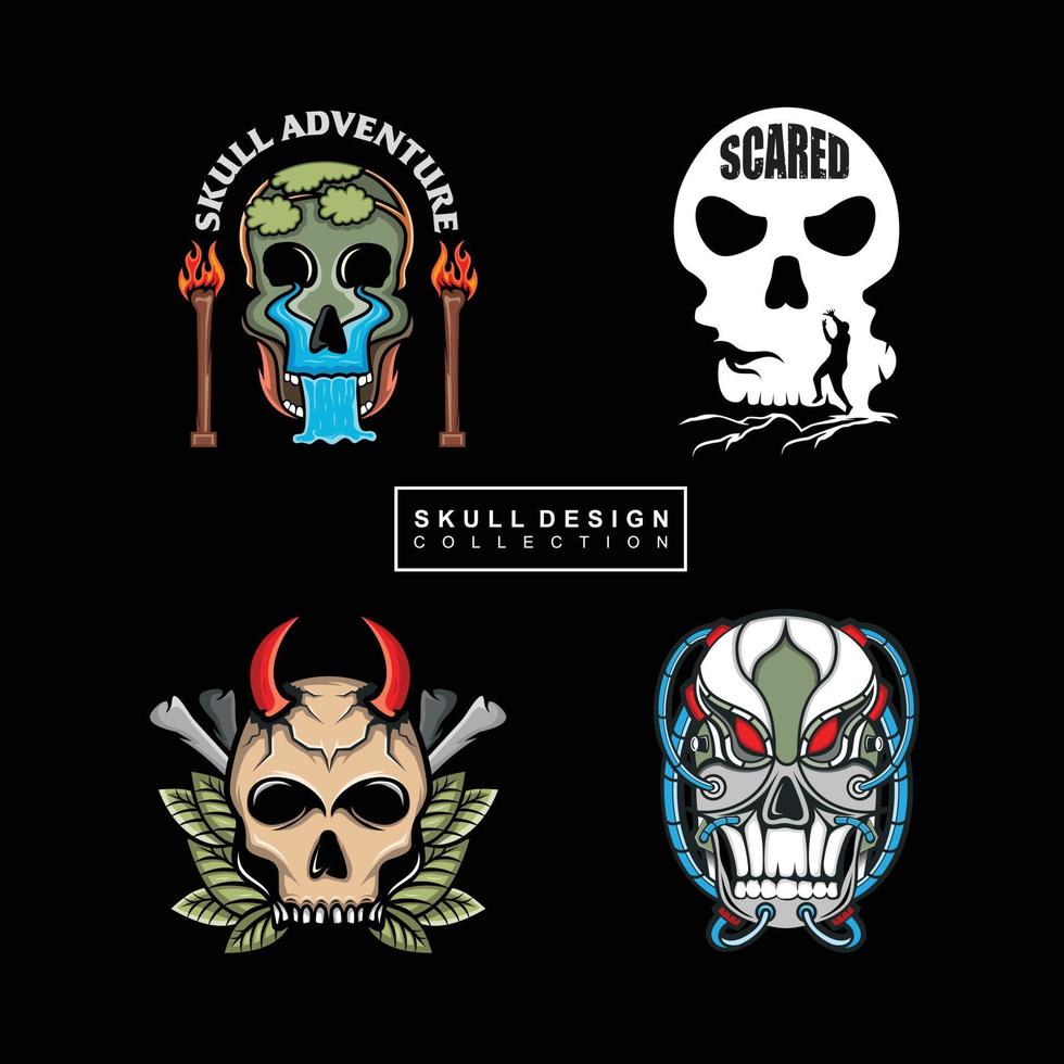 Skull set design vector and illustration for tshirt design and tatoo  7501332 Vector Art at Vecteezy