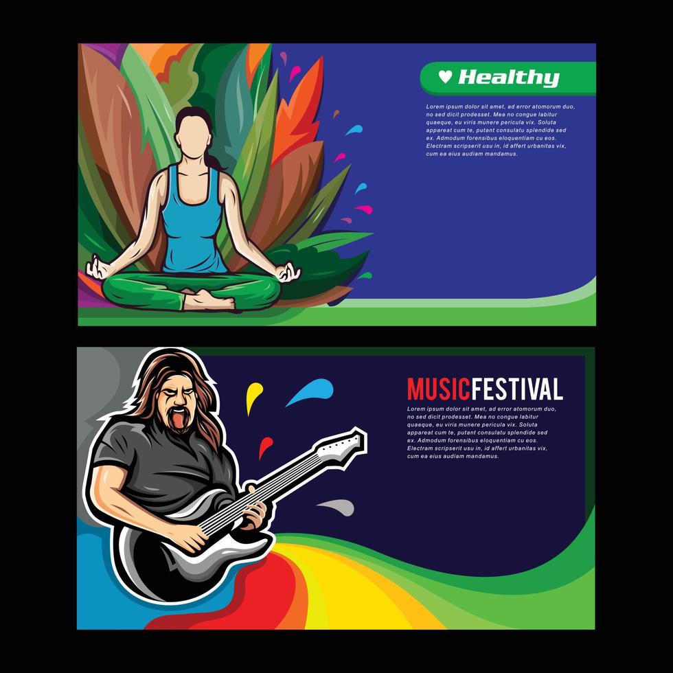 Banner template for healthy and music vector design