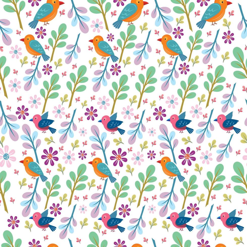 Bird and flower or nature seamless pattern design vector