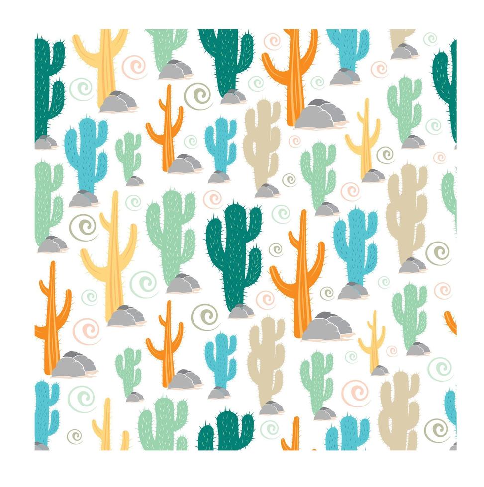 Cactus seamless pattern design vector