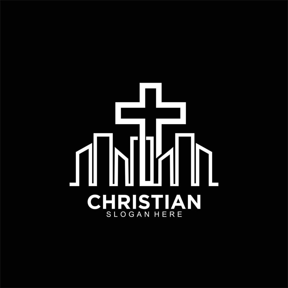 diseño de logotipo o icono cruzado para la comunidad cristiana vector