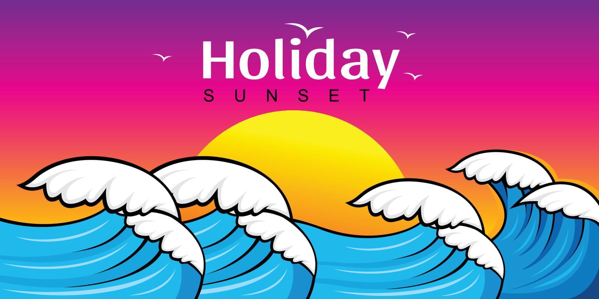 Vector design and illustration of waves and beach atmosphere