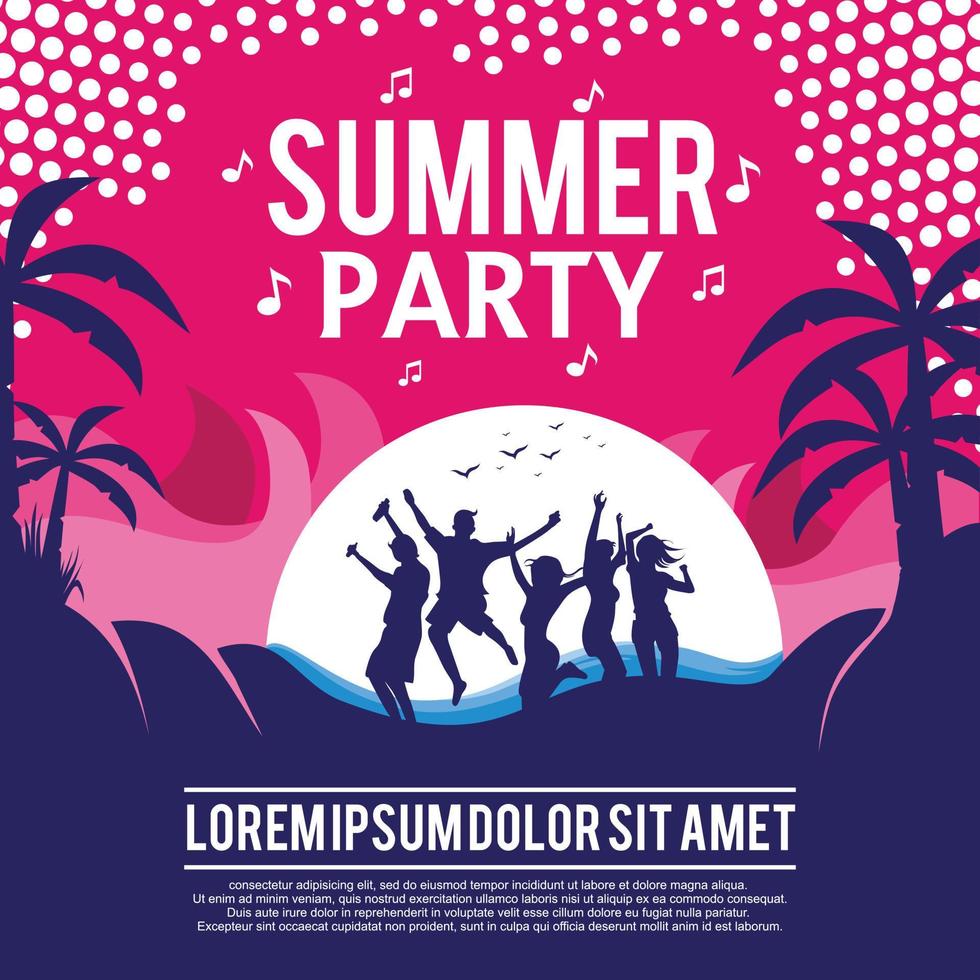 Summer party poster flat design vector