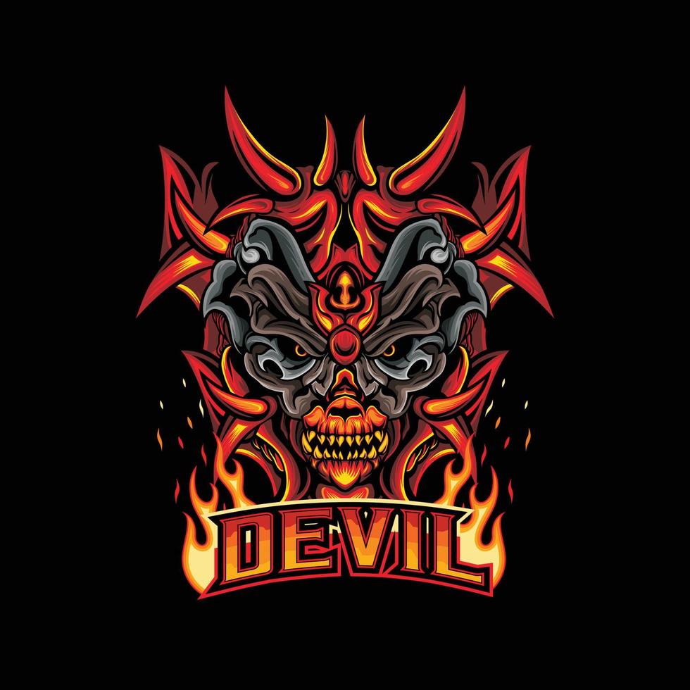 logotipo de esports del diablo o diseño de vector de juego de logotipo de mascota