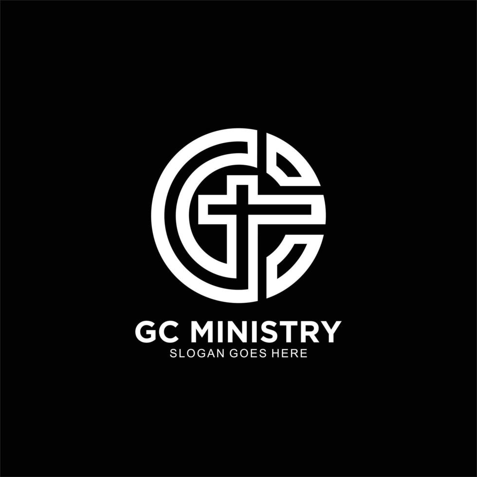 Cross logo or icon design for christian community. GC initial with cross design vector