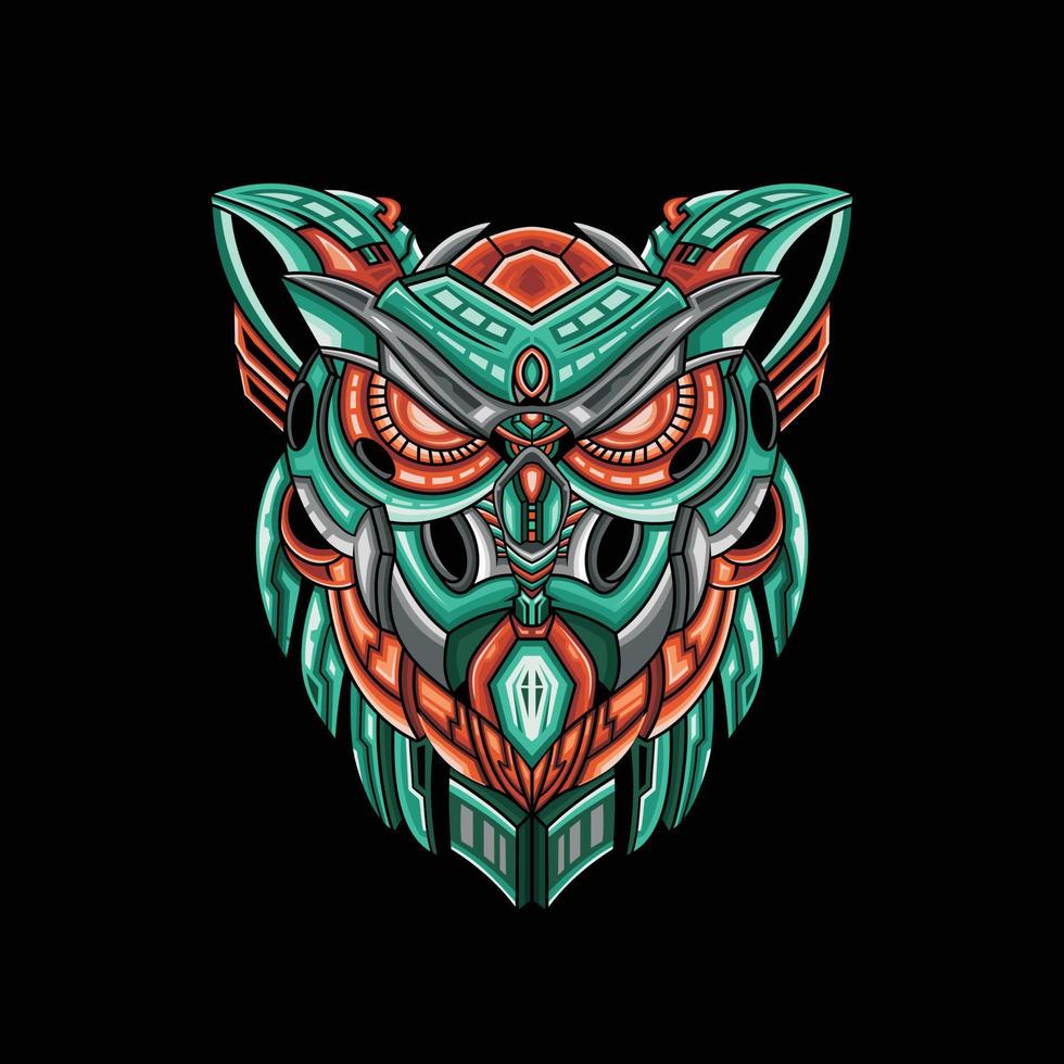 Owl robot style vector design and illustration