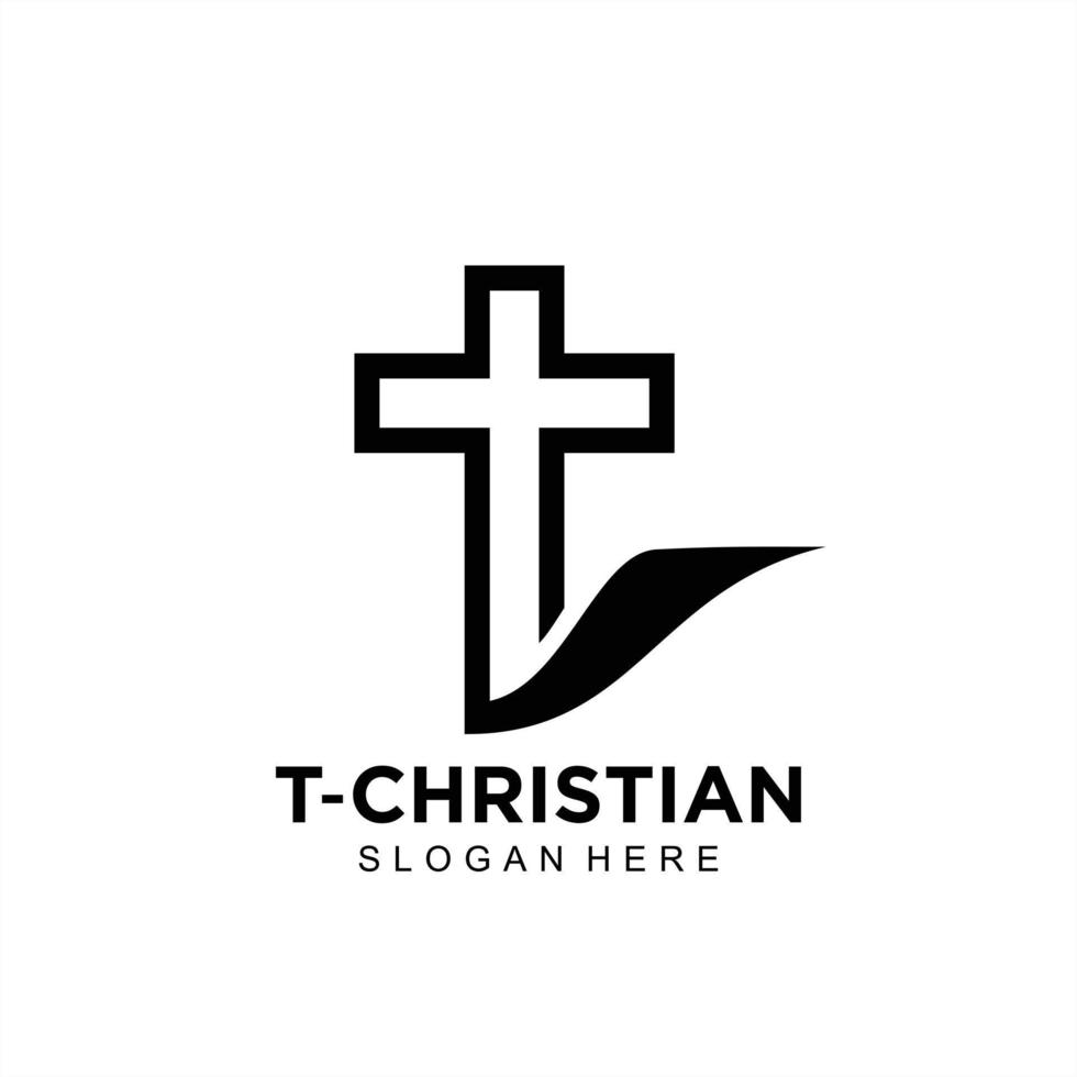 diseño de logotipo o icono cruzado para la comunidad cristiana vector