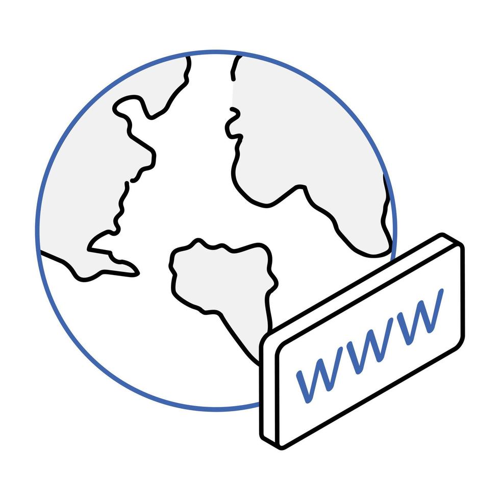 Website domain, isometric icon of www vector
