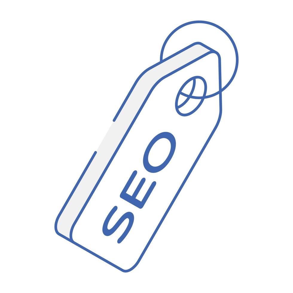 A well-designed isometric icon of SEO tag vector