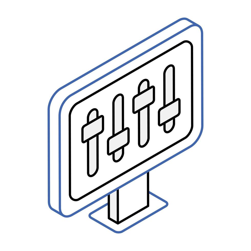 Trendy isometric icon of display setting vector