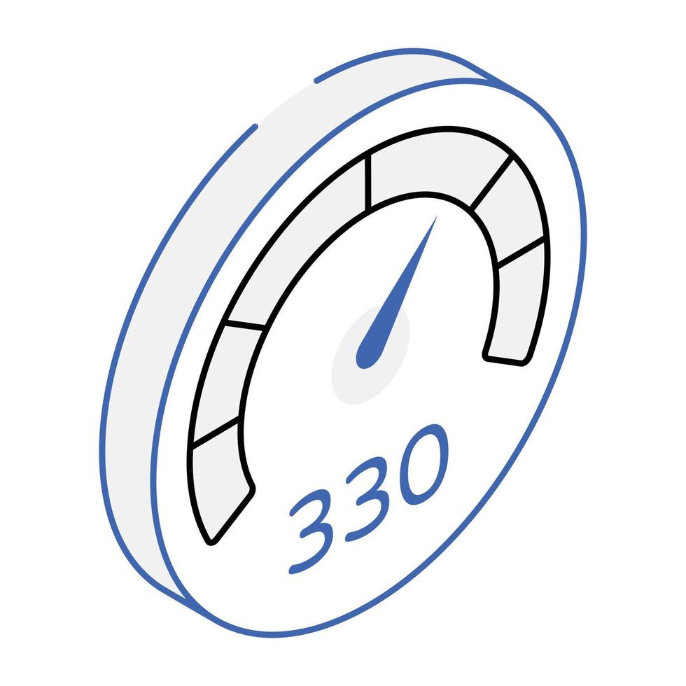 An isometric icon design of speedometer vector