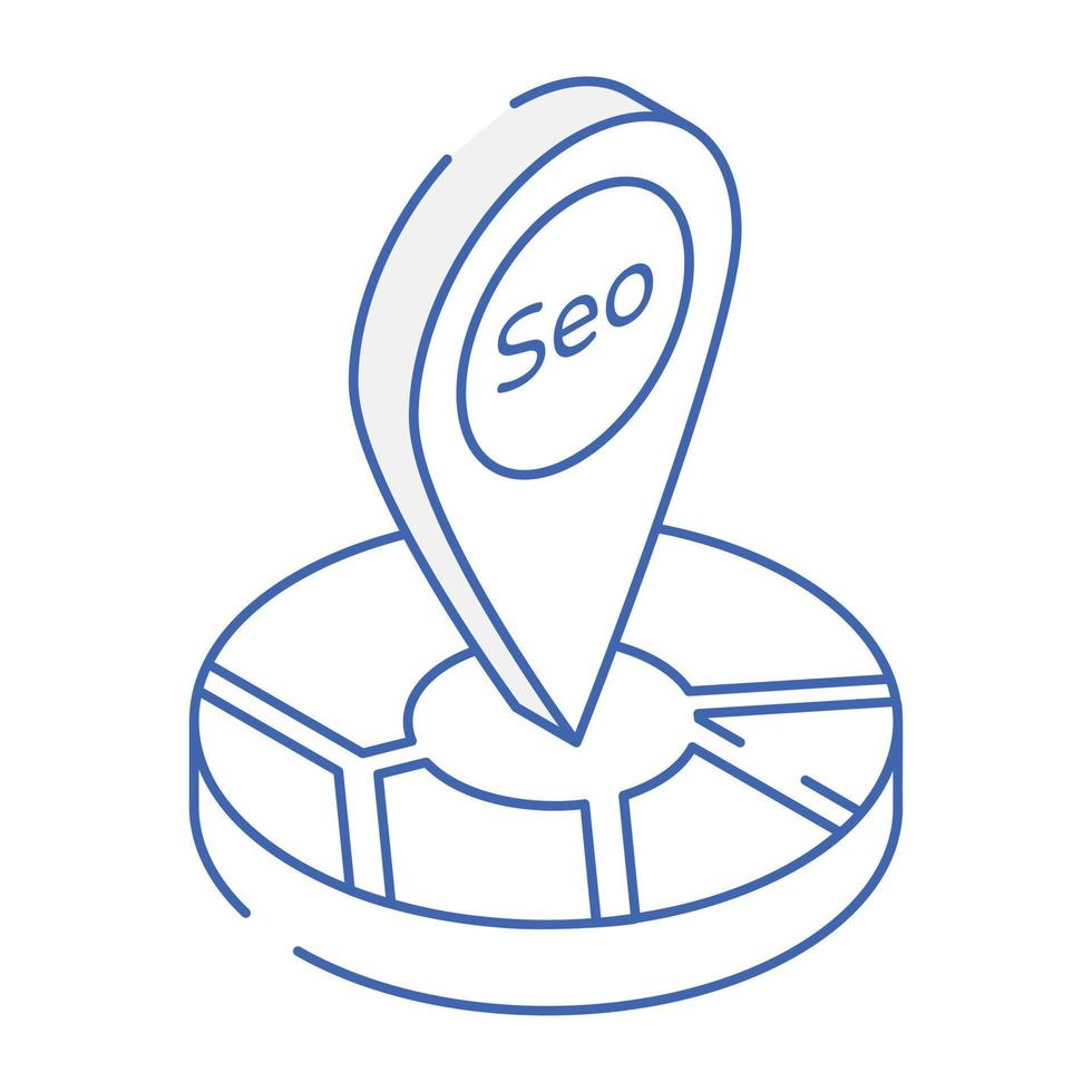 An isometric icon of SEO location vector