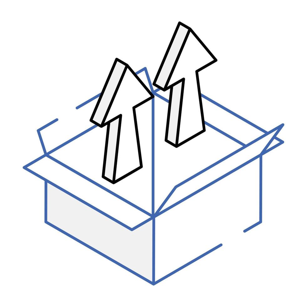 Premium outline isometric icon of unboxing vector