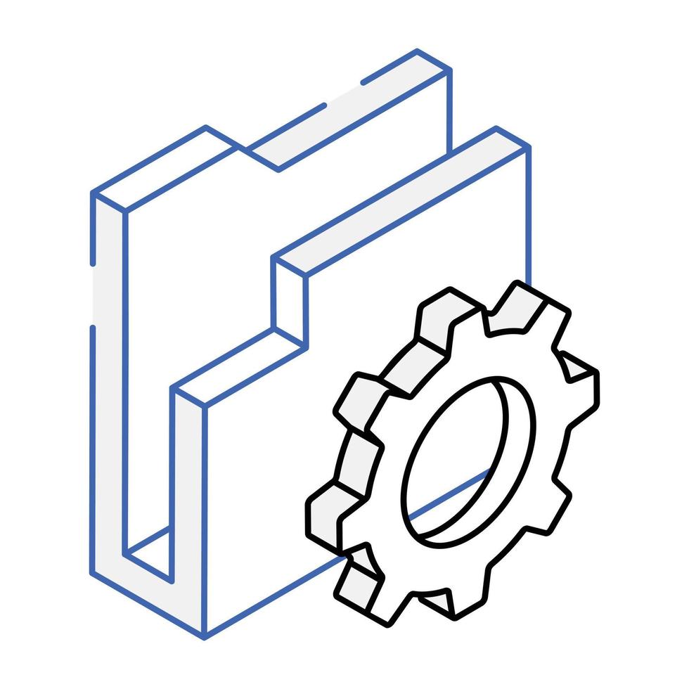 An editable isometric icon of folder setting vector