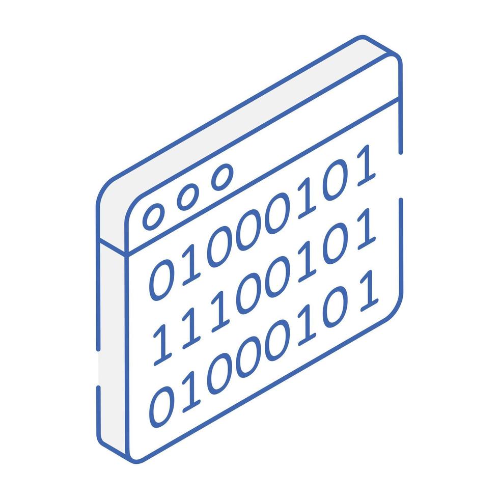 Binary coding icon in isometric style vector