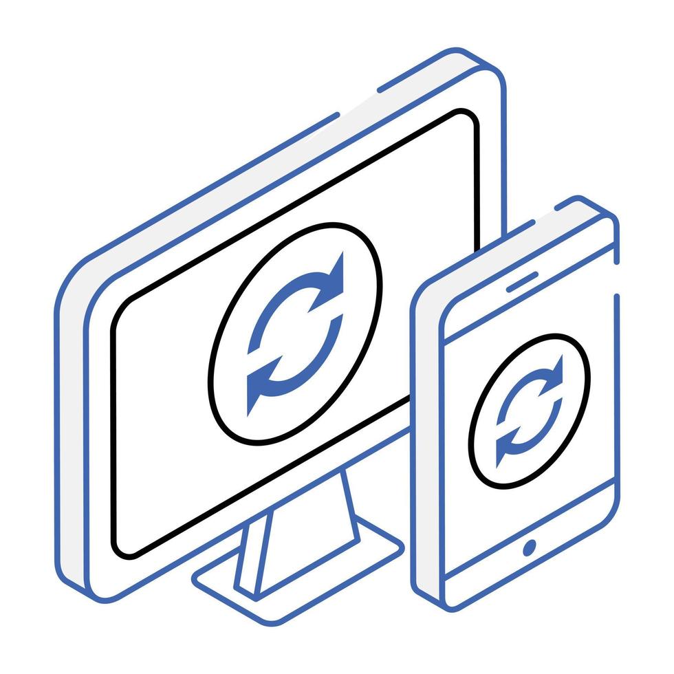 Get this isometric icon of responsive sync vector
