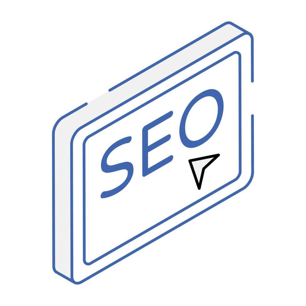 icono del sitio web seo en estilo isométrico de contorno vector