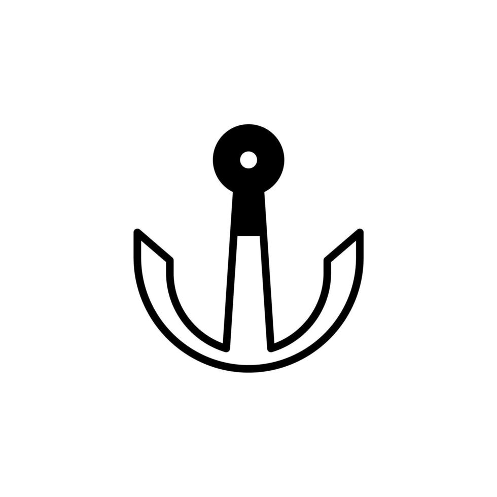 Anchor, Port Solid Line Icon Vector Illustration Logo Template. Suitable For Many Purposes.