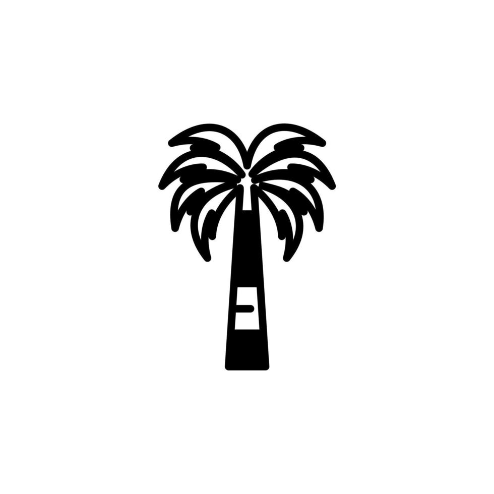 palma, coco, árbol, isla, playa línea sólida icono vector ilustración logotipo plantilla. adecuado para muchos propósitos.